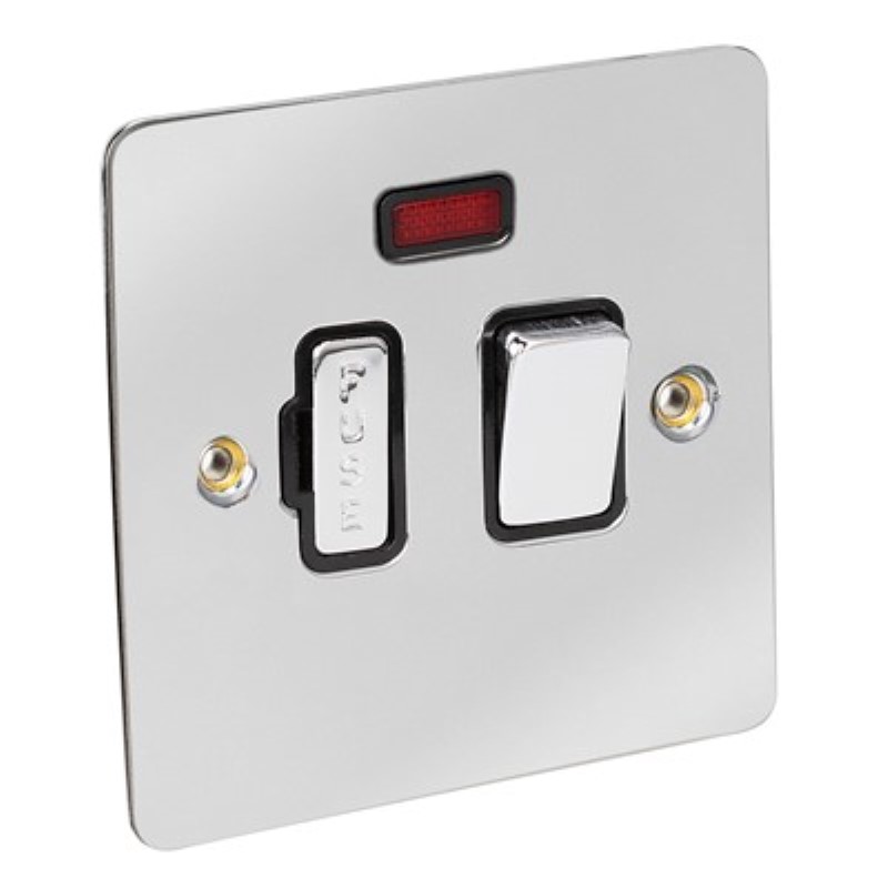 Flat Plate 13Amp Fused Connection Unit with Switch Neon *Chrome/